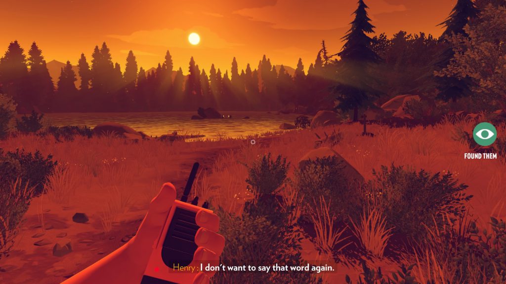 The game begins with the player exploring a party at a picturesque lake.