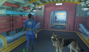 You good companion, Dogmeat, joins the exploration of the underground.
